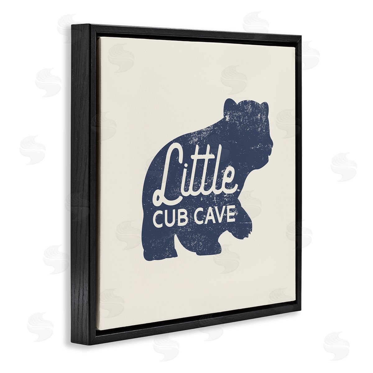 Stupell Studio Little Cub Cave Animal Black Floating Frame Canvas Wall Art Print