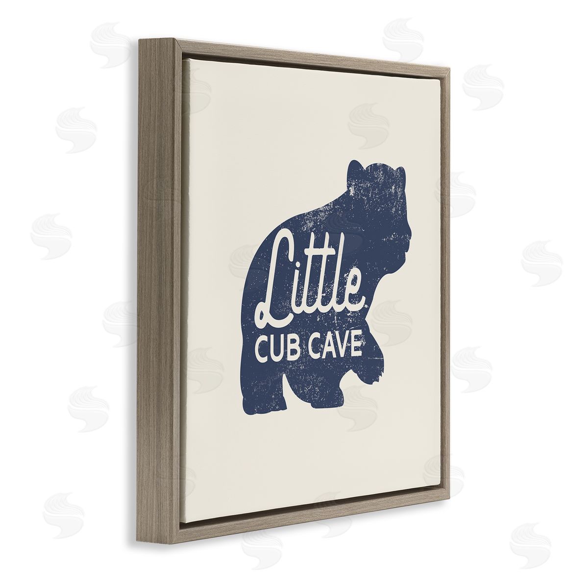 Stupell Studio Little Cub Cave Animal Brown Floating Frame Canvas Wall Art Print