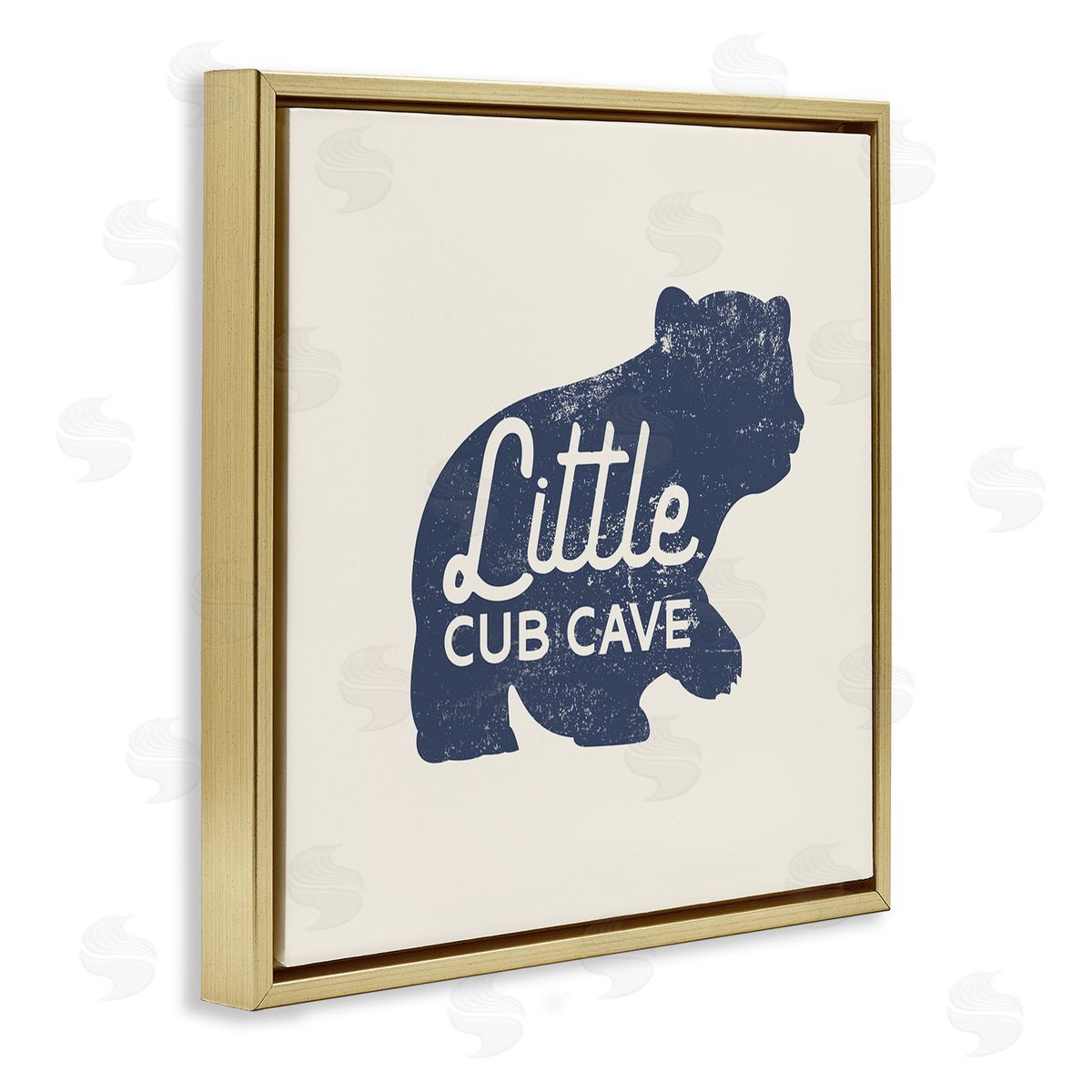 Stupell Studio Little Cub Cave Animal Gold Floating Frame Canvas Wall Art Print