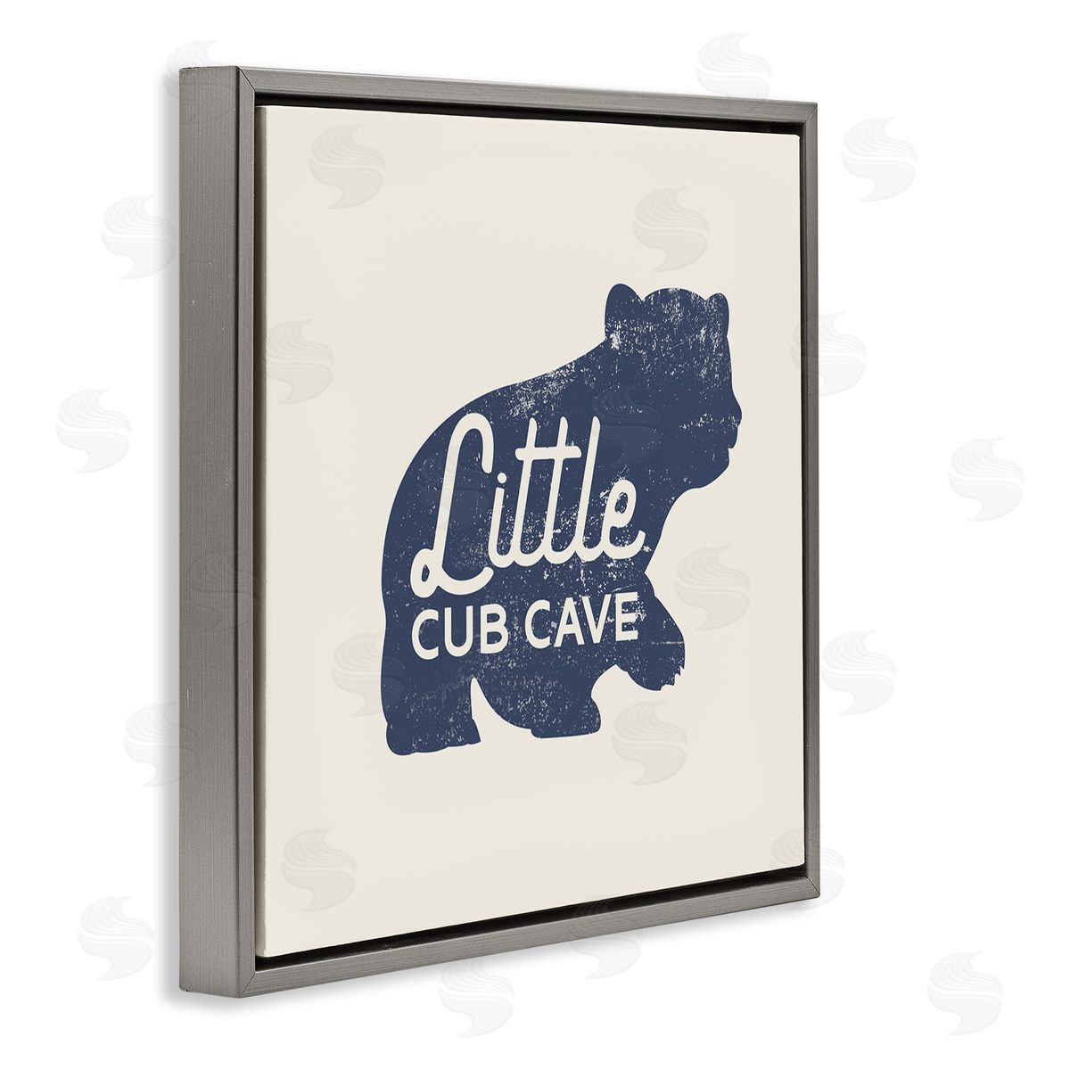 Stupell Studio Little Cub Cave Animal Gray Floating Frame Canvas Wall Art Print