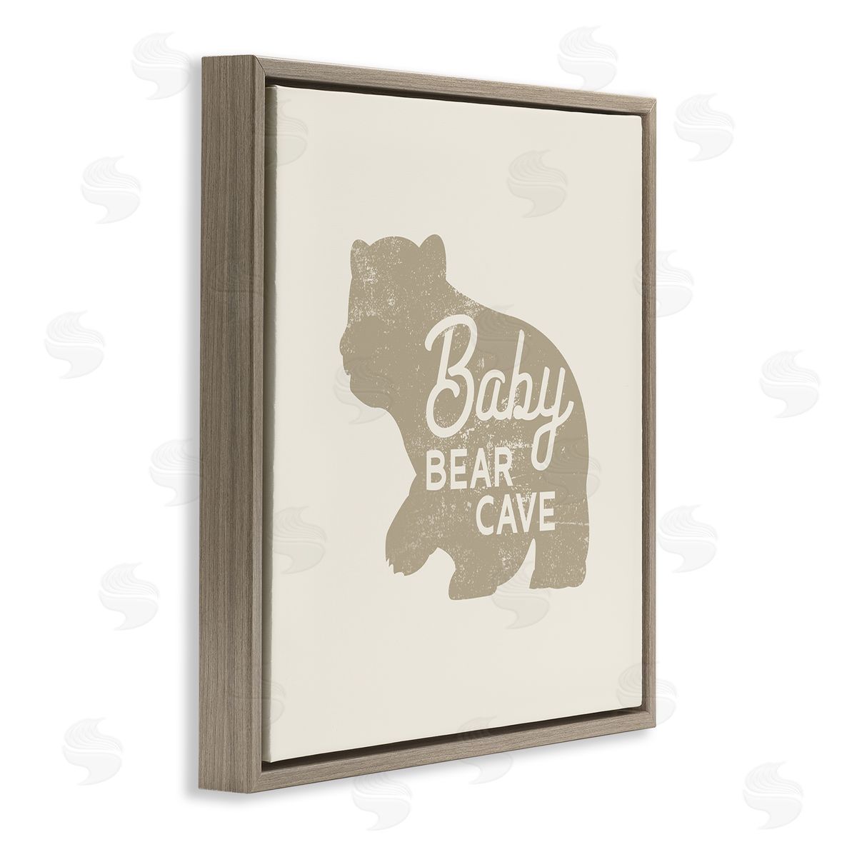 Stupell Studio Vintage Baby Bear Cave  Brown Floating Frame Canvas Wall Art Print