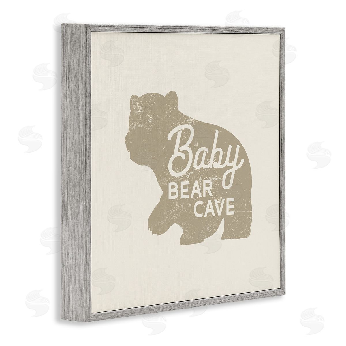 Stupell Studio Vintage Baby Bear Cave  Gray Framed Glicee Wall Art Print