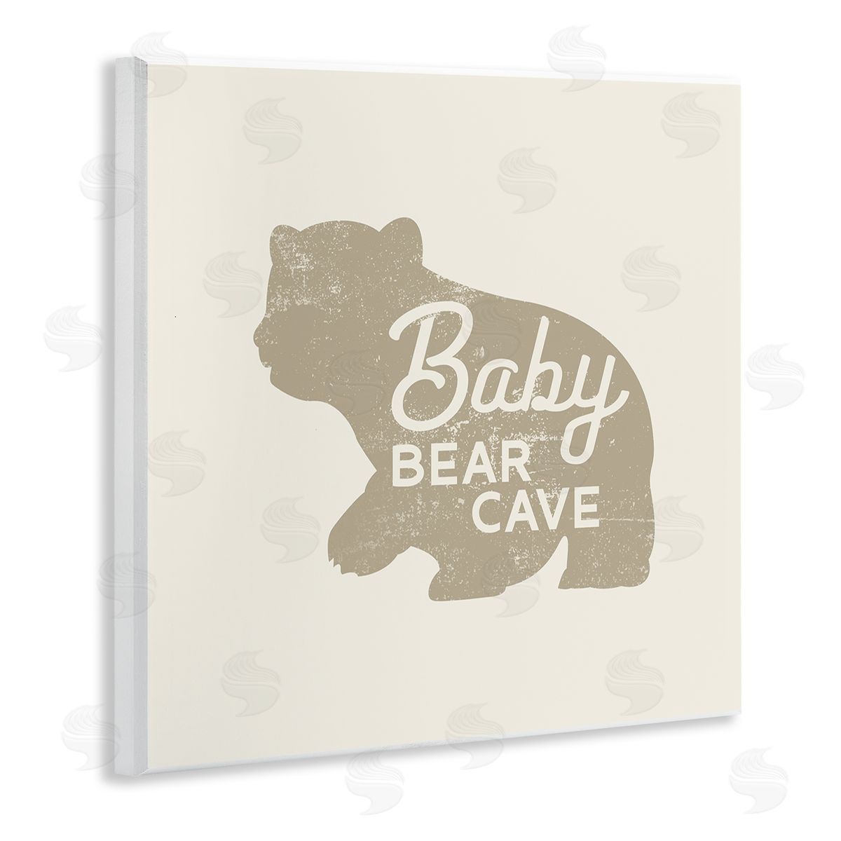 Stupell Studio Vintage Baby Bear Cave  Wooden Wall Plaque Art Print