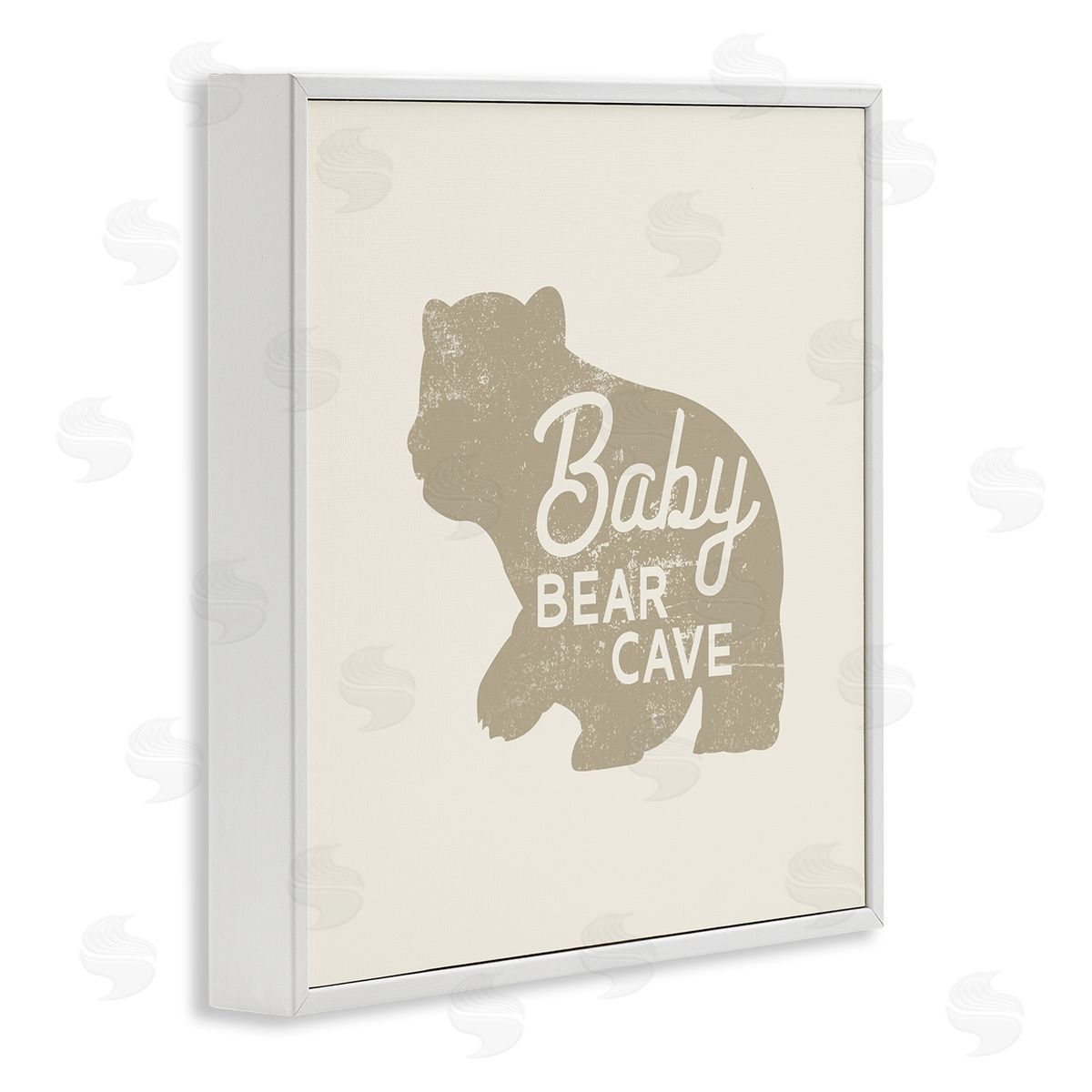 Stupell Studio Vintage Baby Bear Cave  White Framed Glicee Wall Art Print