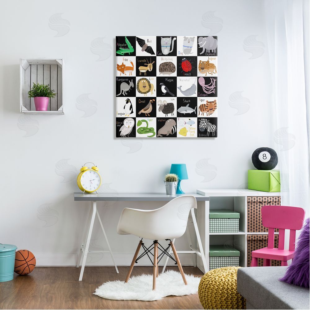 Carla Daly Checkered Educational Animal ABC Canvas Wall Art in Room