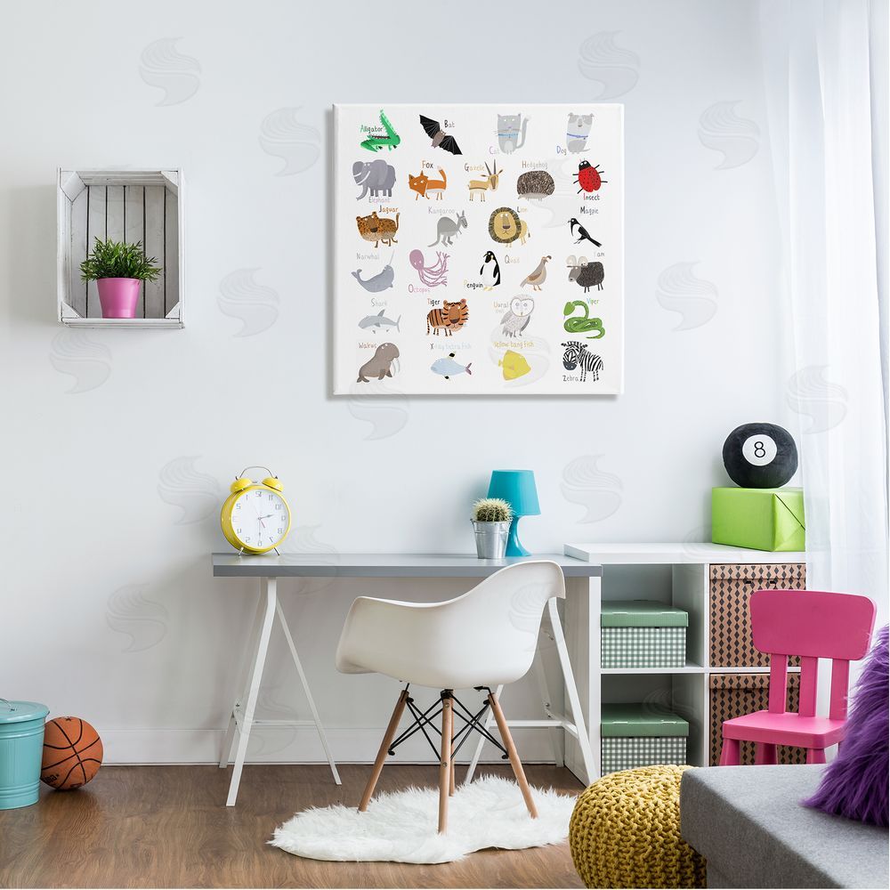 Carla Daly Learning Alphabet Wild Animals Canvas Wall Art in Room