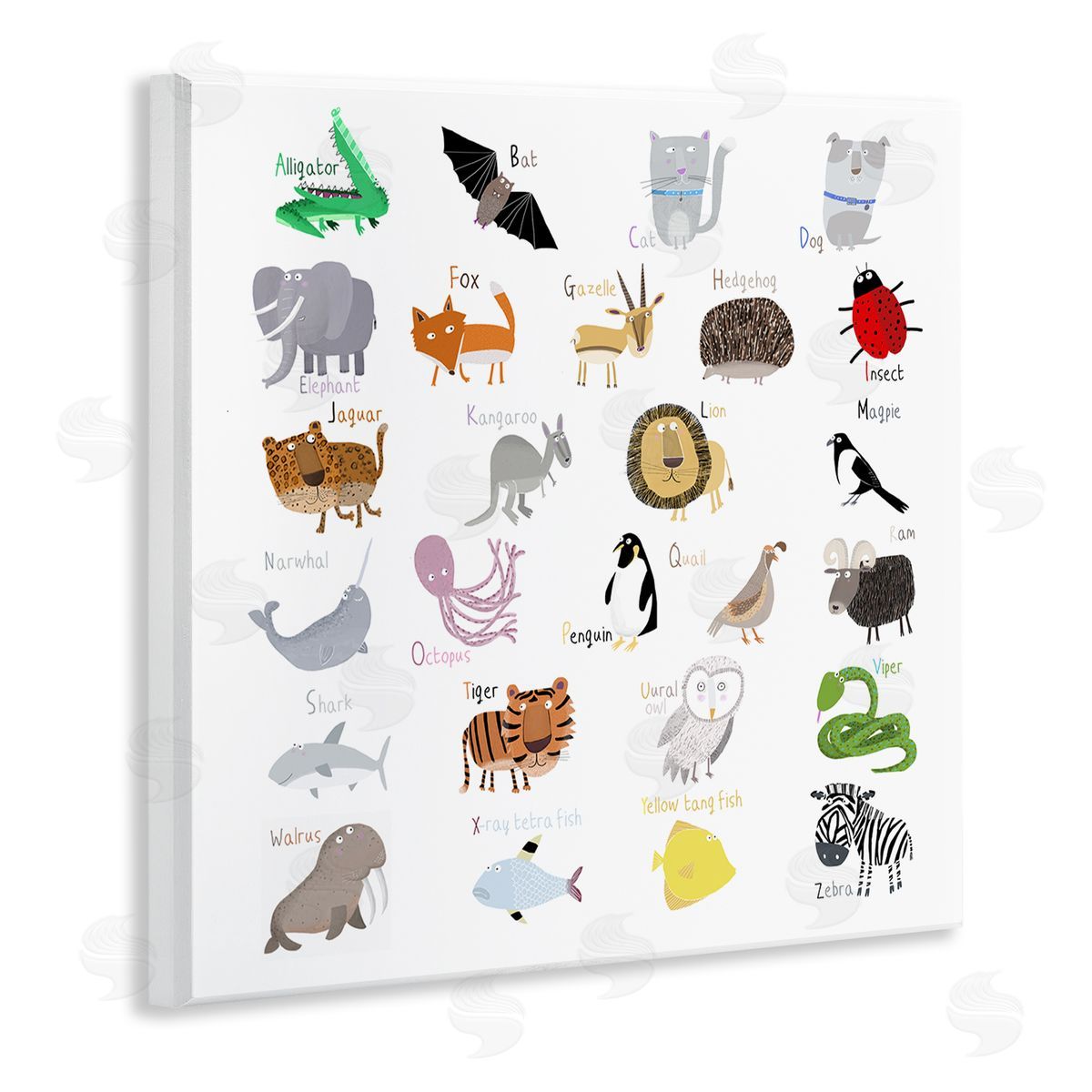 Carla Daly Learning Alphabet Wild Animals Wooden Wall Plaque Art Print