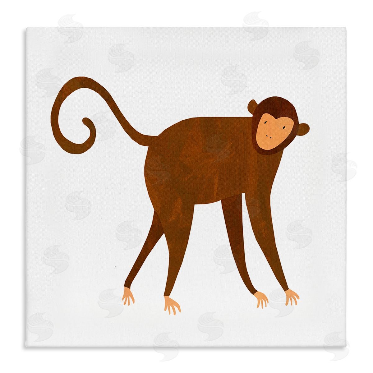 Emily Kopcik Whimsical Wildlife Monkey  Stretched Canvas Wall Art Print