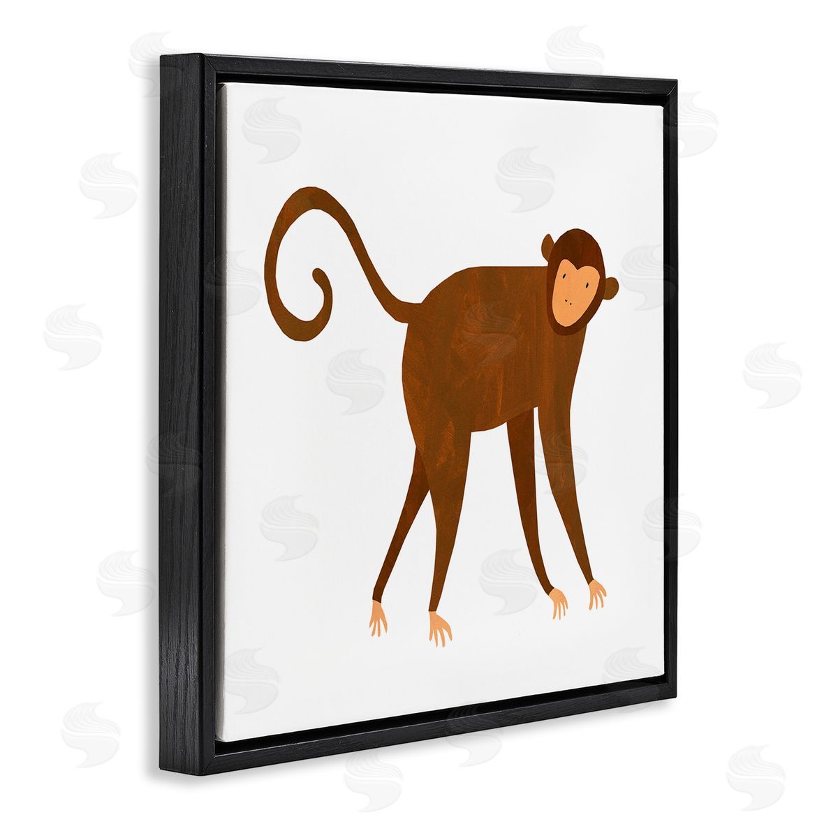 Emily Kopcik Whimsical Wildlife Monkey  Black Floating Frame Canvas Wall Art Print