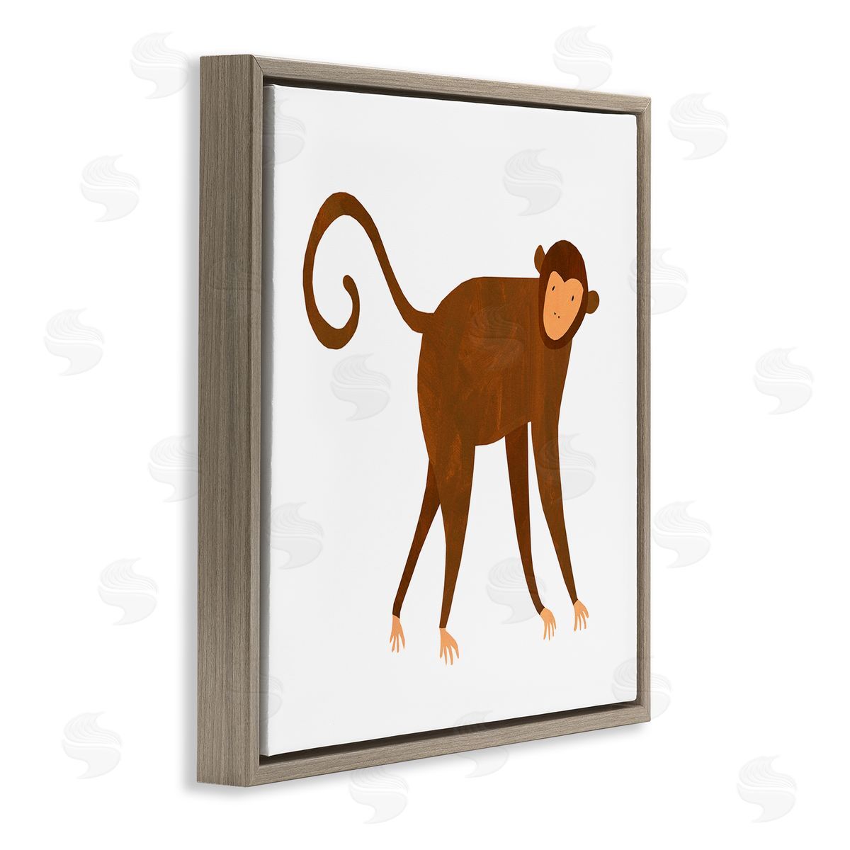 Emily Kopcik Whimsical Wildlife Monkey  Brown Floating Frame Canvas Wall Art Print
