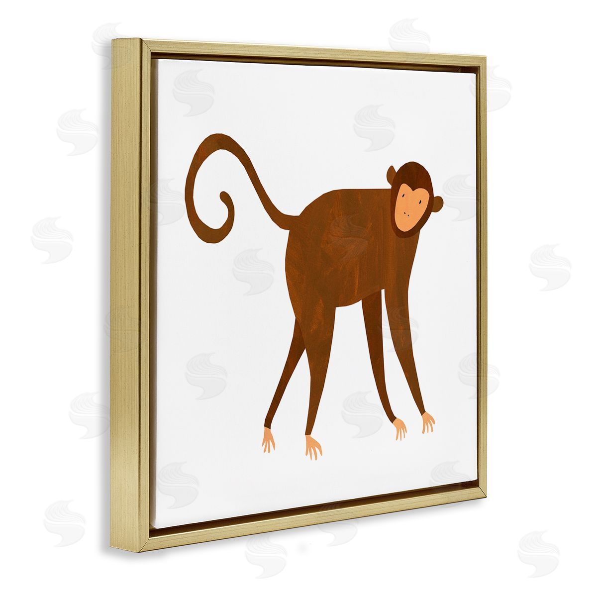 Emily Kopcik Whimsical Wildlife Monkey  Gold Floating Frame Canvas Wall Art Print