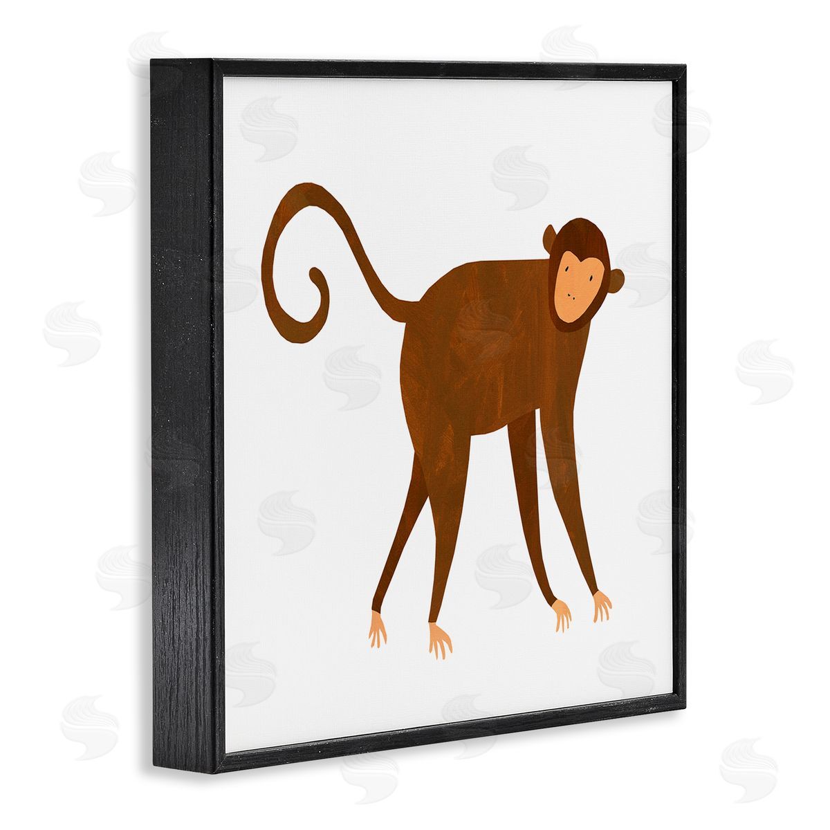 Emily Kopcik Whimsical Wildlife Monkey  Black Framed Glicee Wall Art Print
