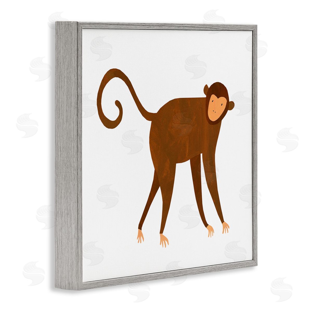 Emily Kopcik Whimsical Wildlife Monkey  Gray Framed Glicee Wall Art Print
