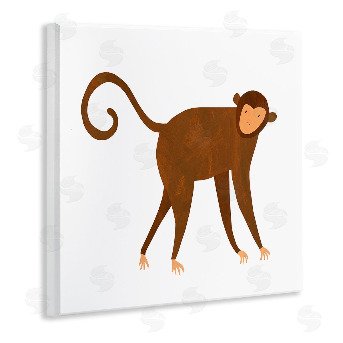 Emily Kopcik Whimsical Wildlife Monkey  Wooden Wall Plaque Art Print