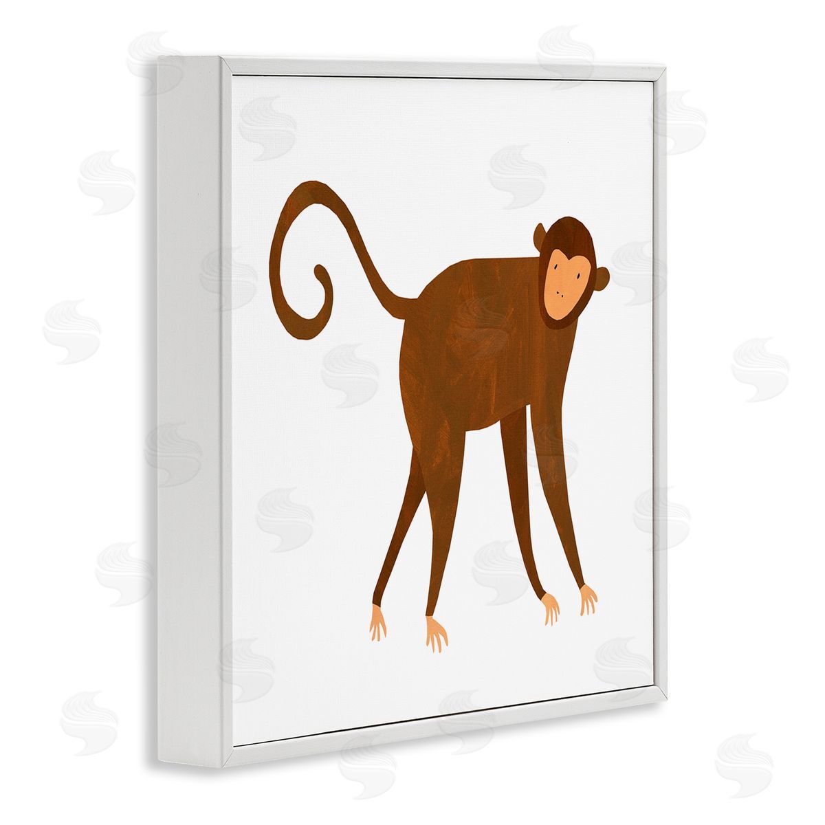 Emily Kopcik Whimsical Wildlife Monkey  White Framed Glicee Wall Art Print