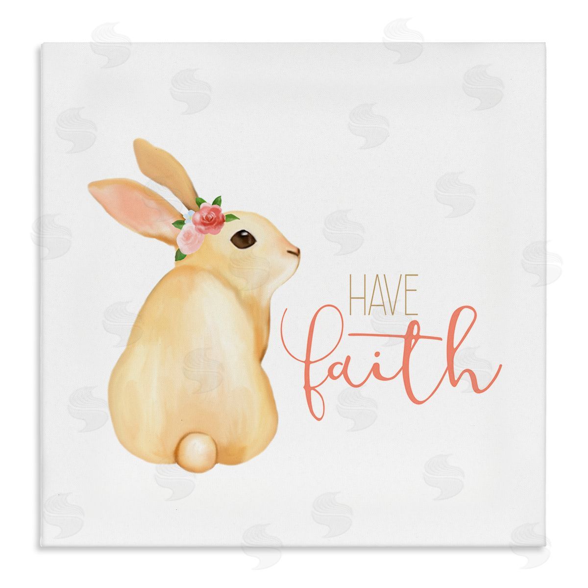 Kim Allen Have Faith Floral Rabbit Stretched Canvas Wall Art Print