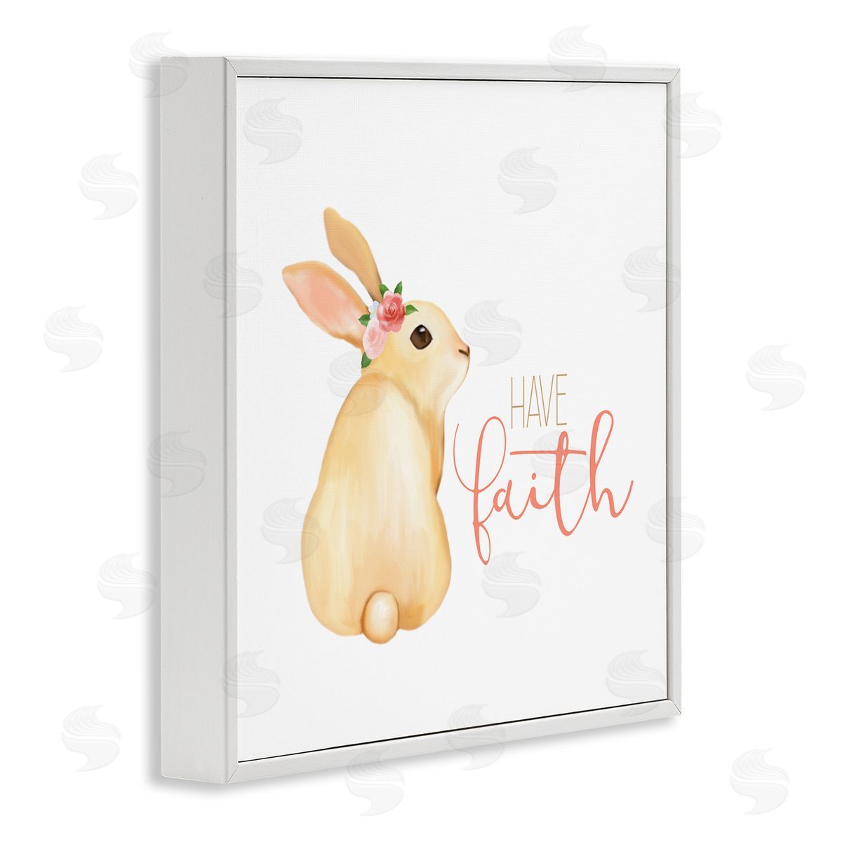 Kim Allen Have Faith Floral Rabbit White Framed Glicee Wall Art Print