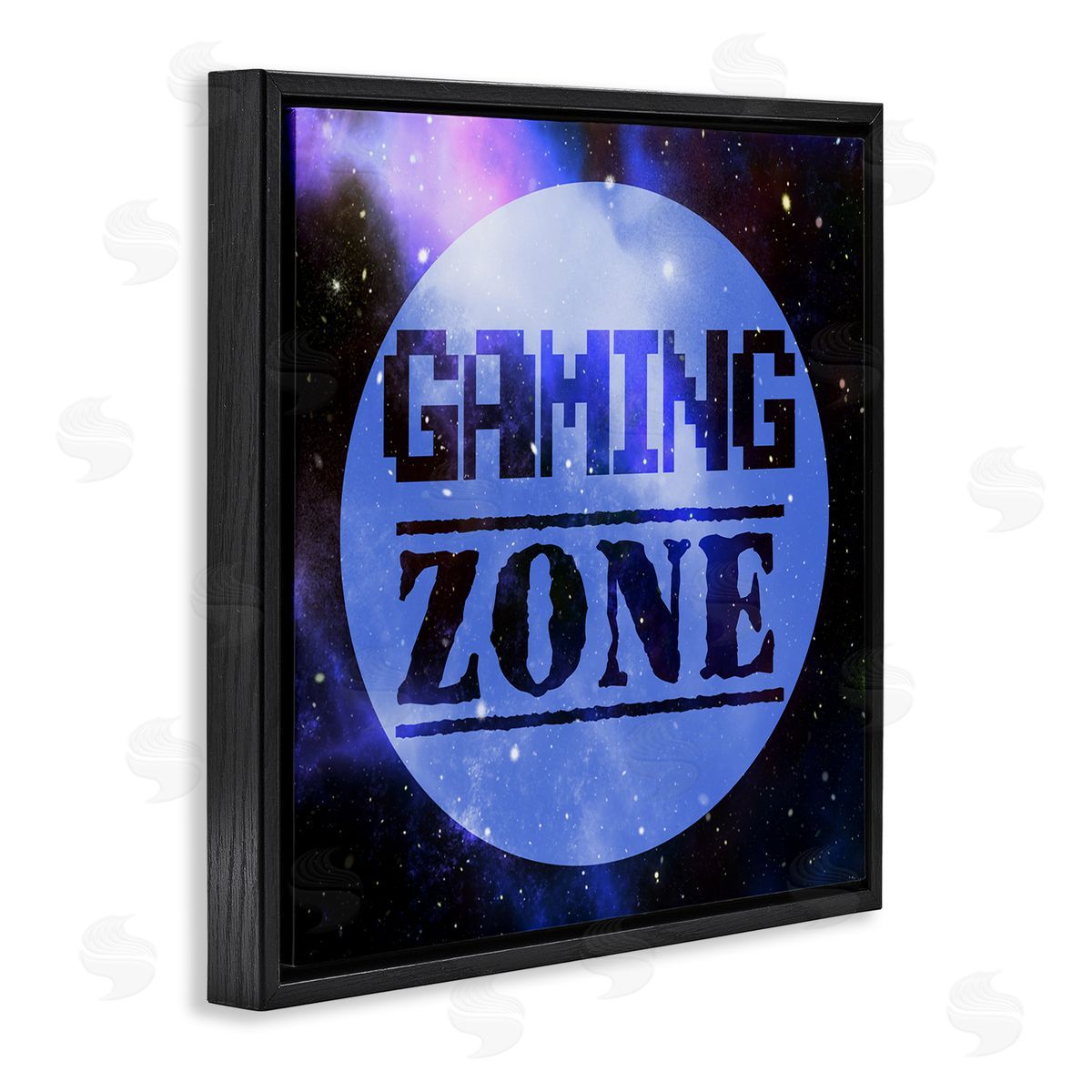 Marcus Prime Gaming Zone Pixel Sky Phrase Black Floating Frame Canvas Wall Art Print