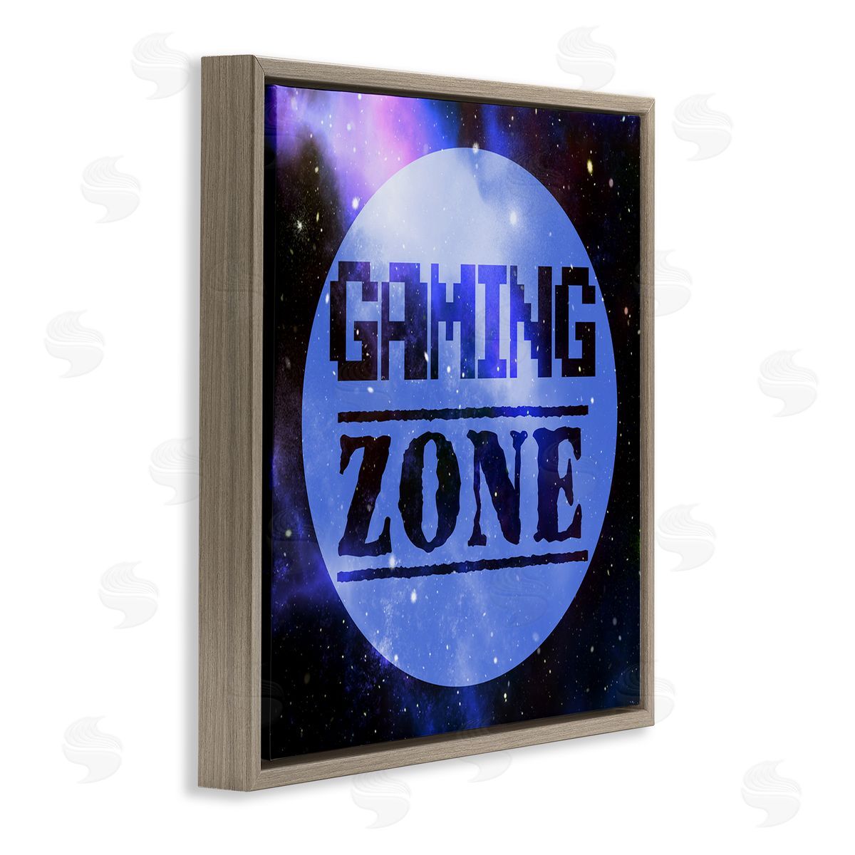 Marcus Prime Gaming Zone Pixel Sky Phrase Brown Floating Frame Canvas Wall Art Print