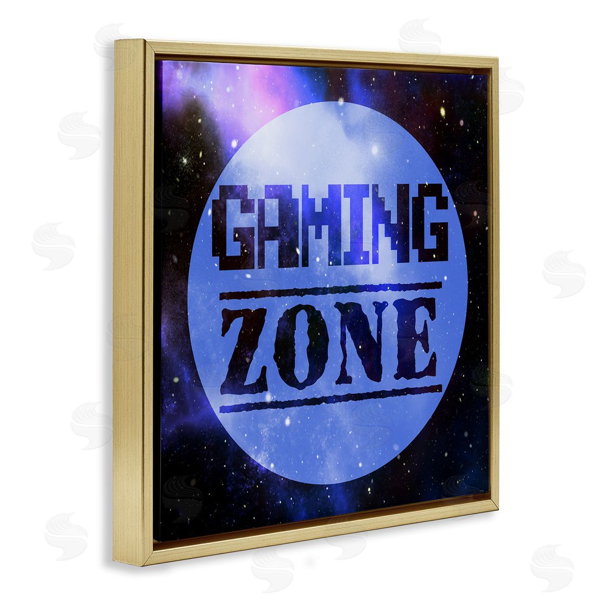 Marcus Prime Gaming Zone Pixel Sky Phrase Gold Floating Frame Canvas Wall Art Print