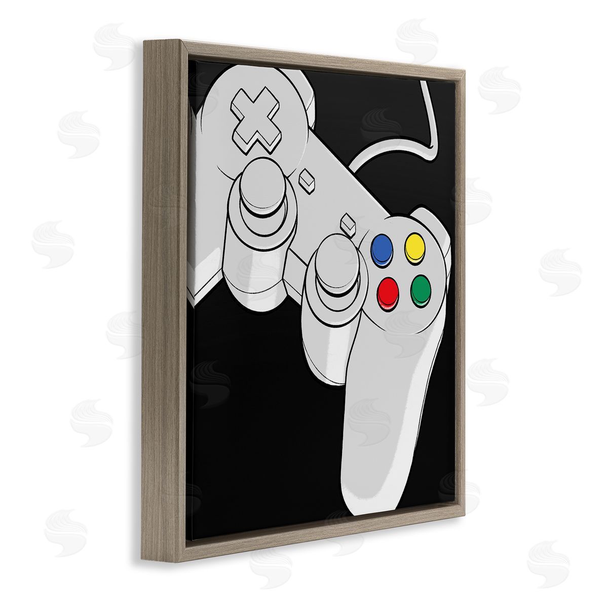 Marcus Prime Video Gaming Controller  Brown Floating Frame Canvas Wall Art Print