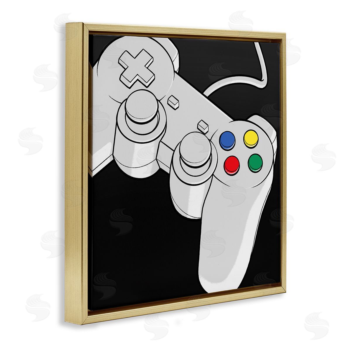 Marcus Prime Video Gaming Controller  Gold Floating Frame Canvas Wall Art Print