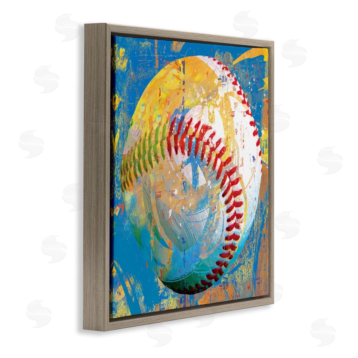 Savannah Miller Urban Style Baseball Sports  Brown Floating Frame Canvas Wall Art Print