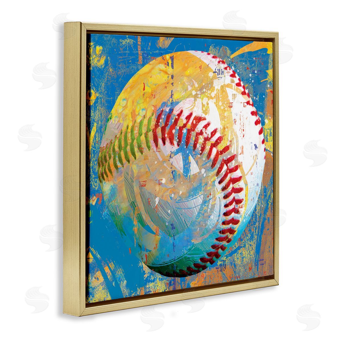 Savannah Miller Urban Style Baseball Sports  Gold Floating Frame Canvas Wall Art Print