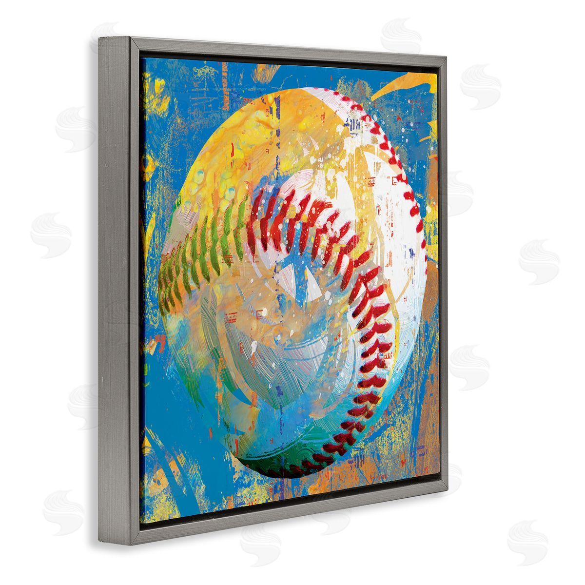 Savannah Miller Urban Style Baseball Sports  Gray Floating Frame Canvas Wall Art Print