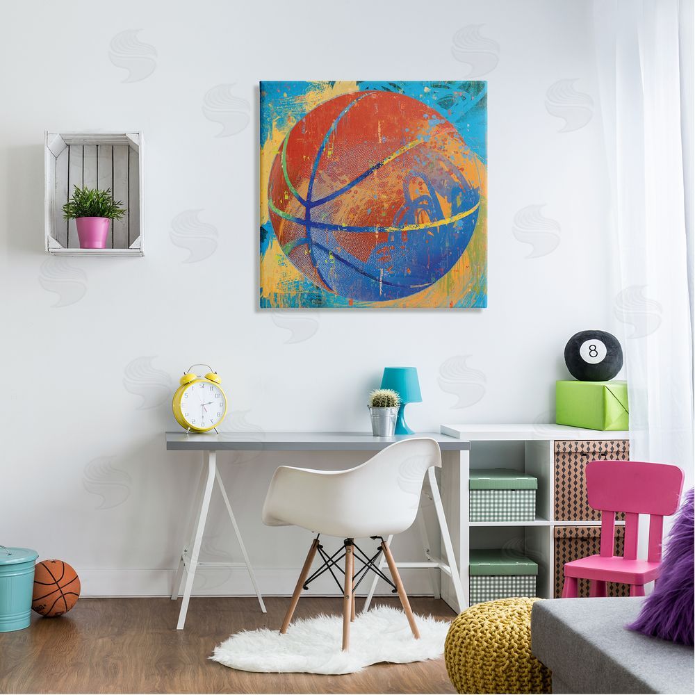 Savannah Miller Urban Splatter Sports Basketball Canvas Wall Art in Room