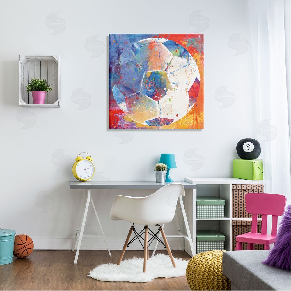 Savannah Miller Modern Soccer Ball Sports Canvas Wall Art in Room