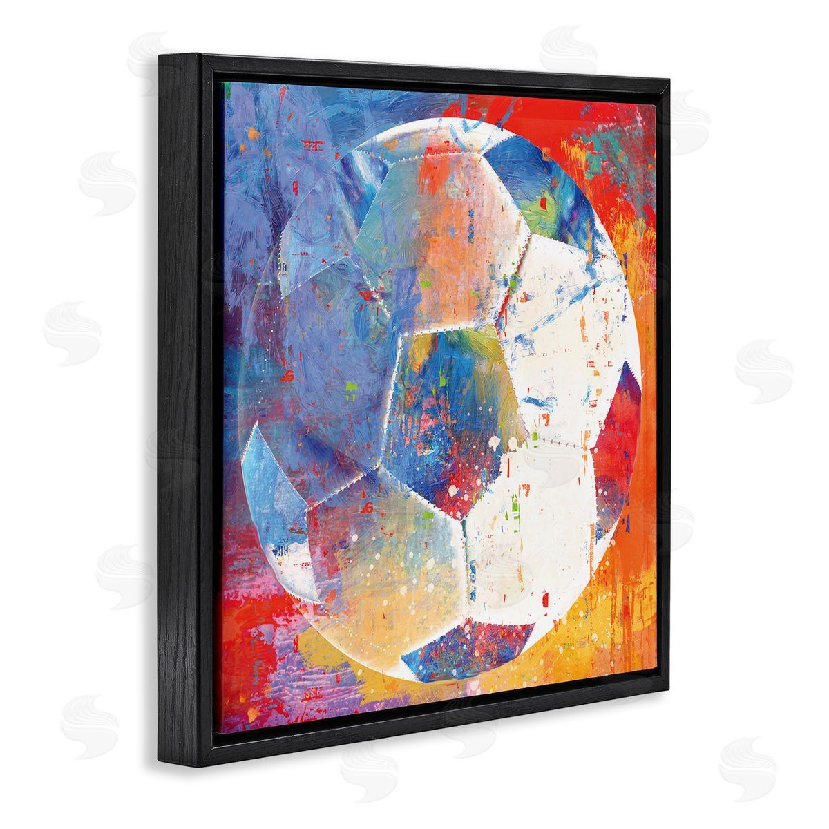 Savannah Miller Modern Soccer Ball Sports Black Floating Frame Canvas Wall Art Print