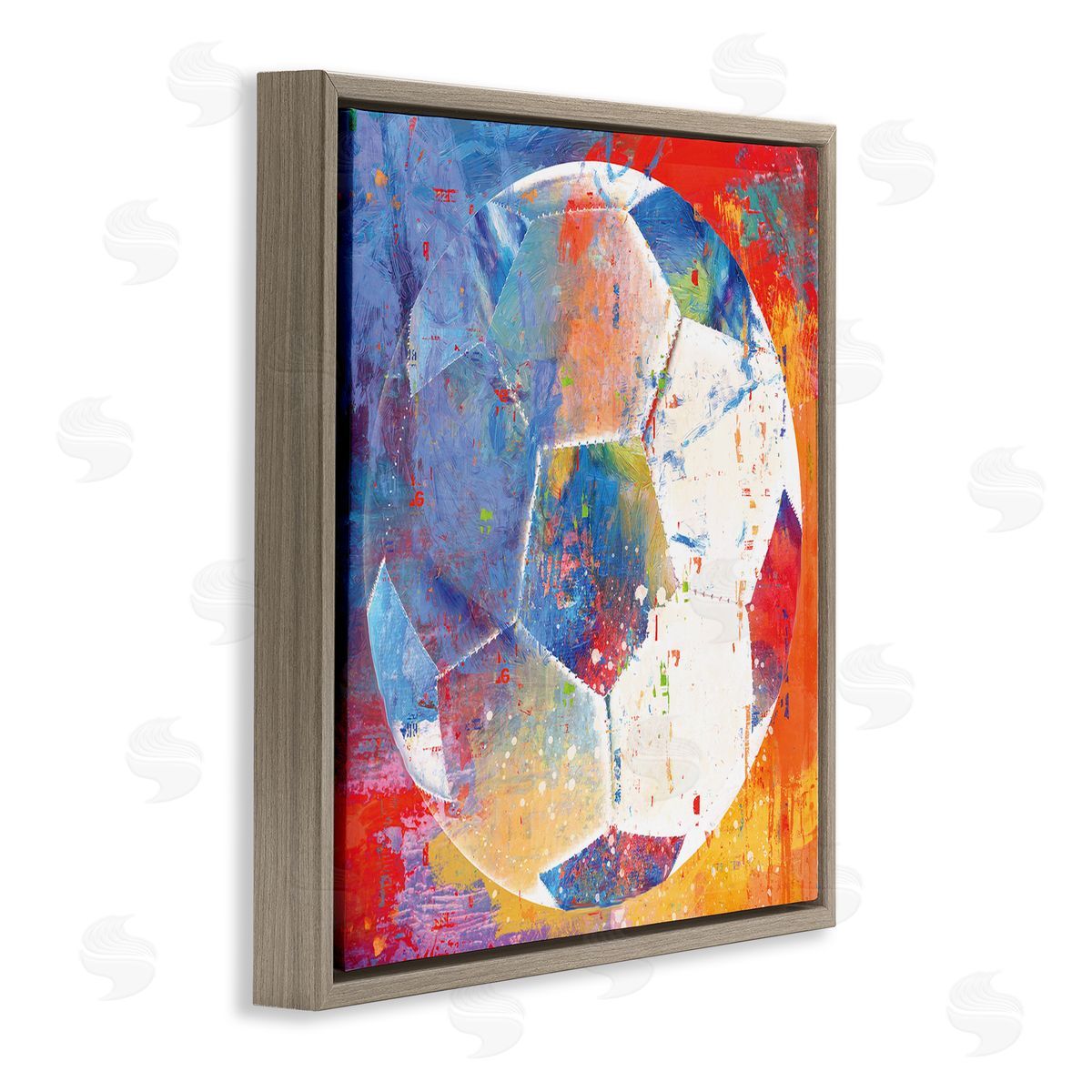 Savannah Miller Modern Soccer Ball Sports Brown Floating Frame Canvas Wall Art Print