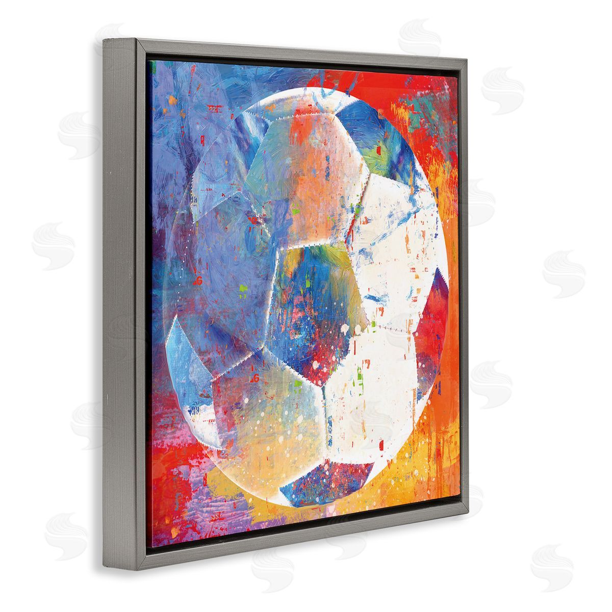 Savannah Miller Modern Soccer Ball Sports Gray Floating Frame Canvas Wall Art Print