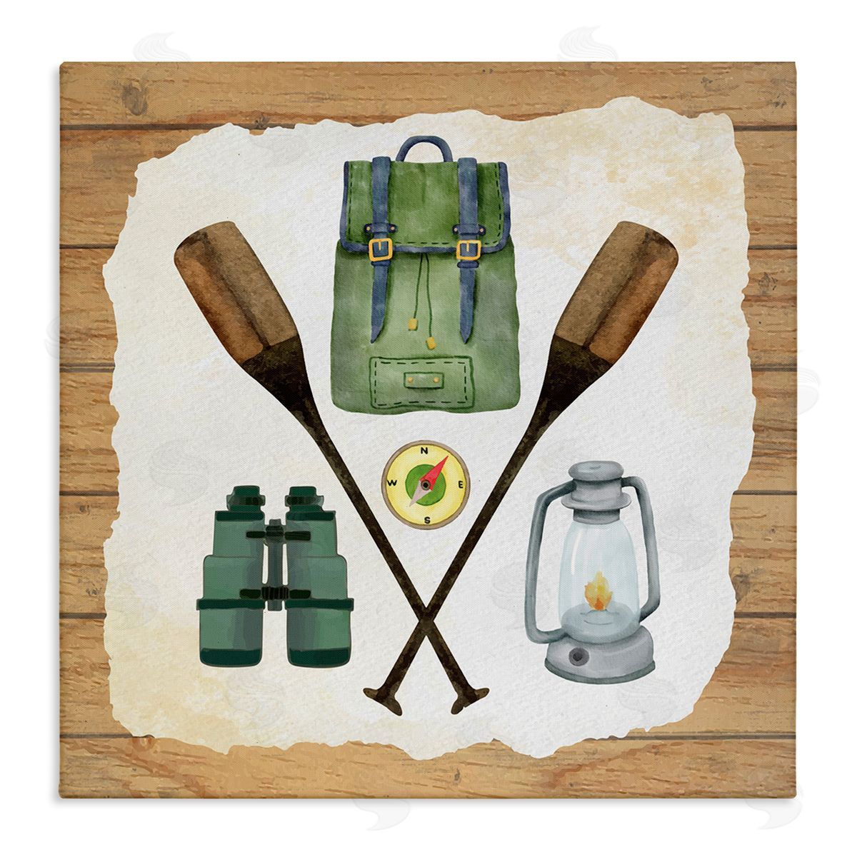 Nicole DeCamp Camping Equipment Adventure Stretched Canvas Wall Art Print