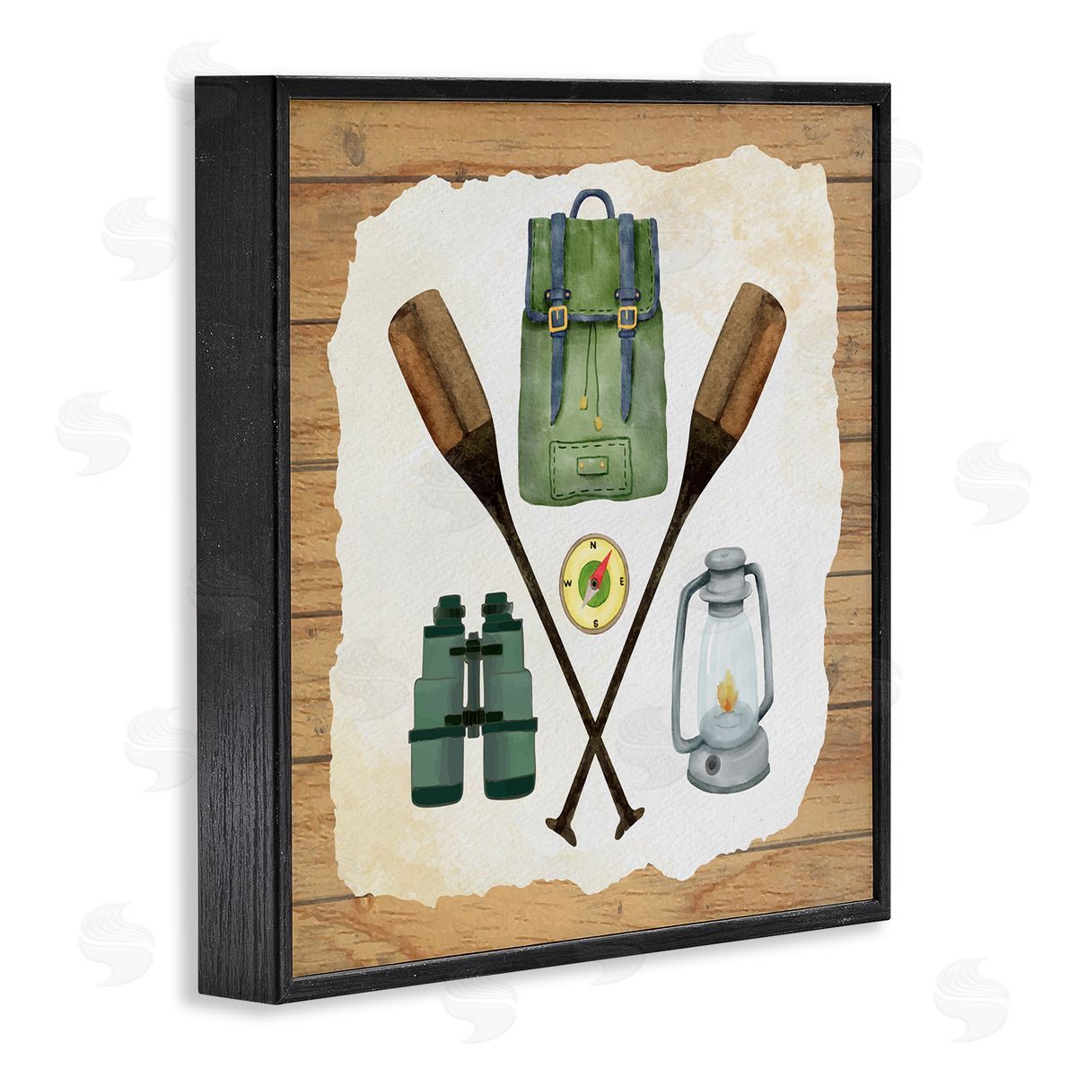 Nicole DeCamp Camping Equipment Adventure Black Framed Glicee Wall Art Print