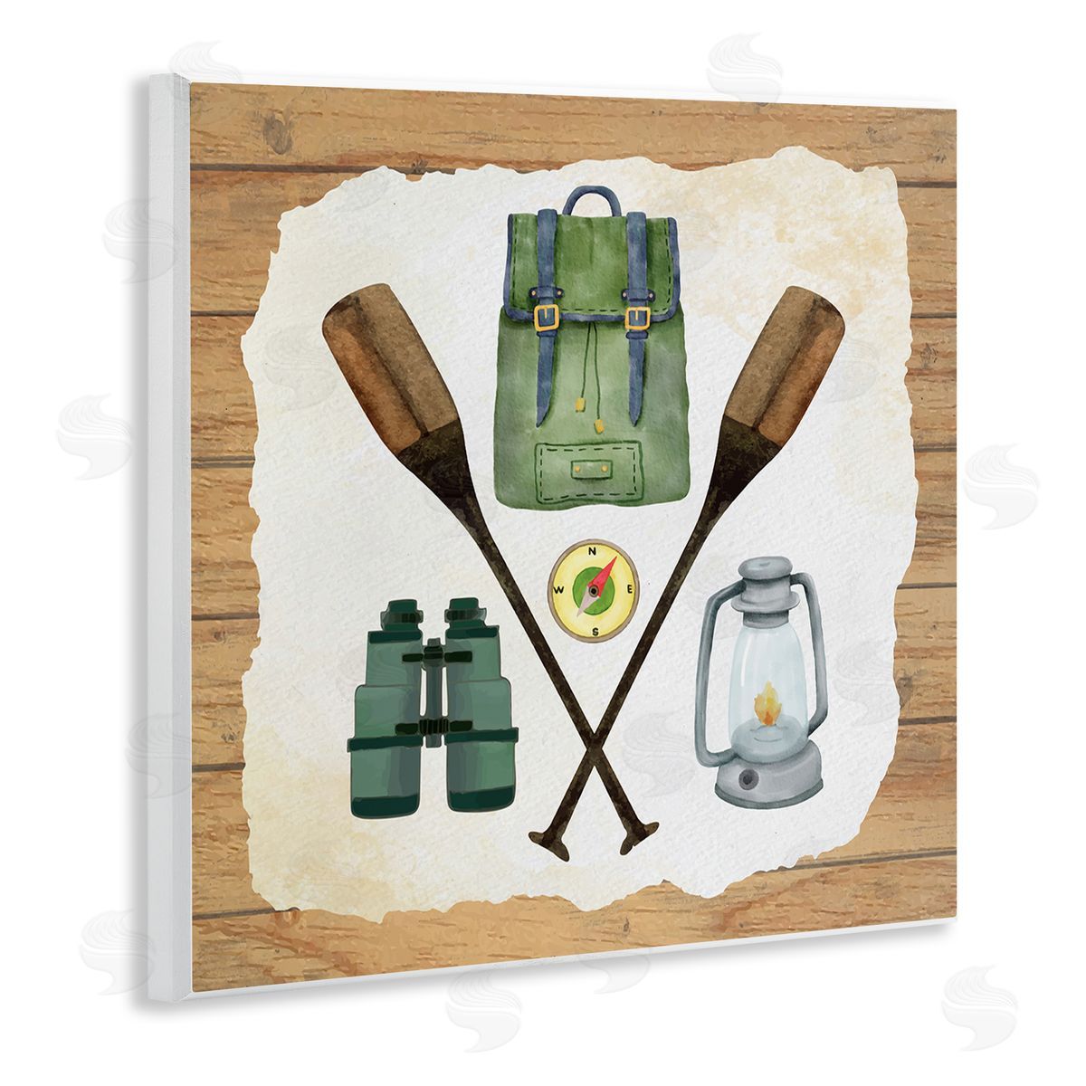 Nicole DeCamp Camping Equipment Adventure Wooden Wall Plaque Art Print