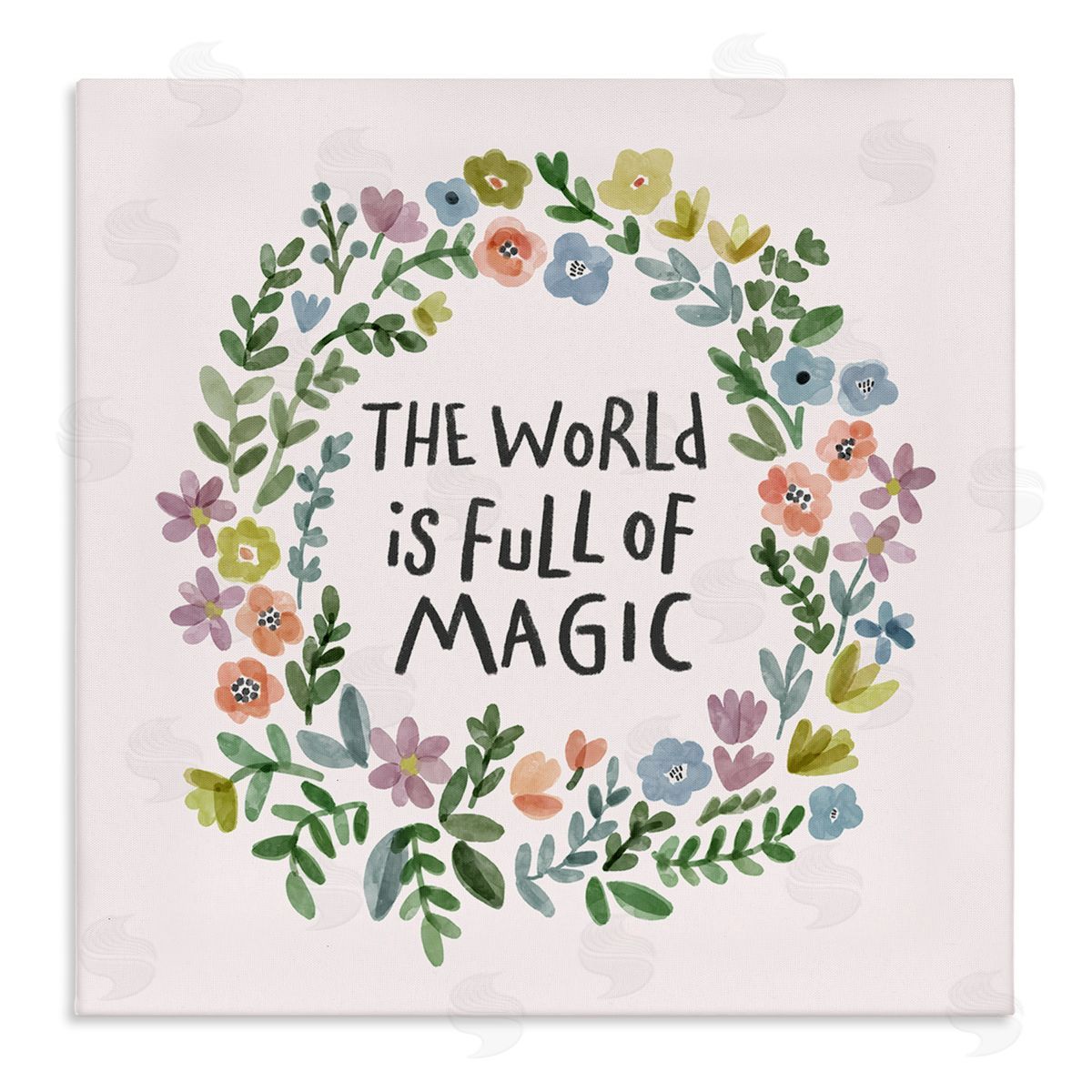Nina Muis Surface Design World Is Full Of Magic Wreath Stretched Canvas Wall Art Print