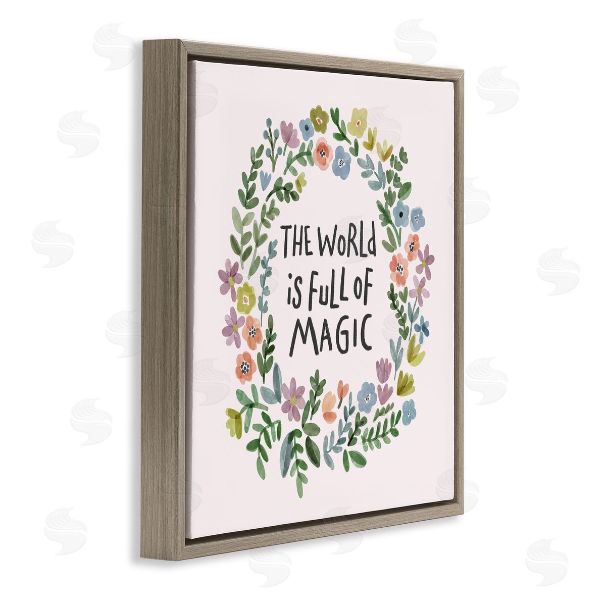 Nina Muis Surface Design World Is Full Of Magic Wreath Brown Floating Frame Canvas Wall Art Print