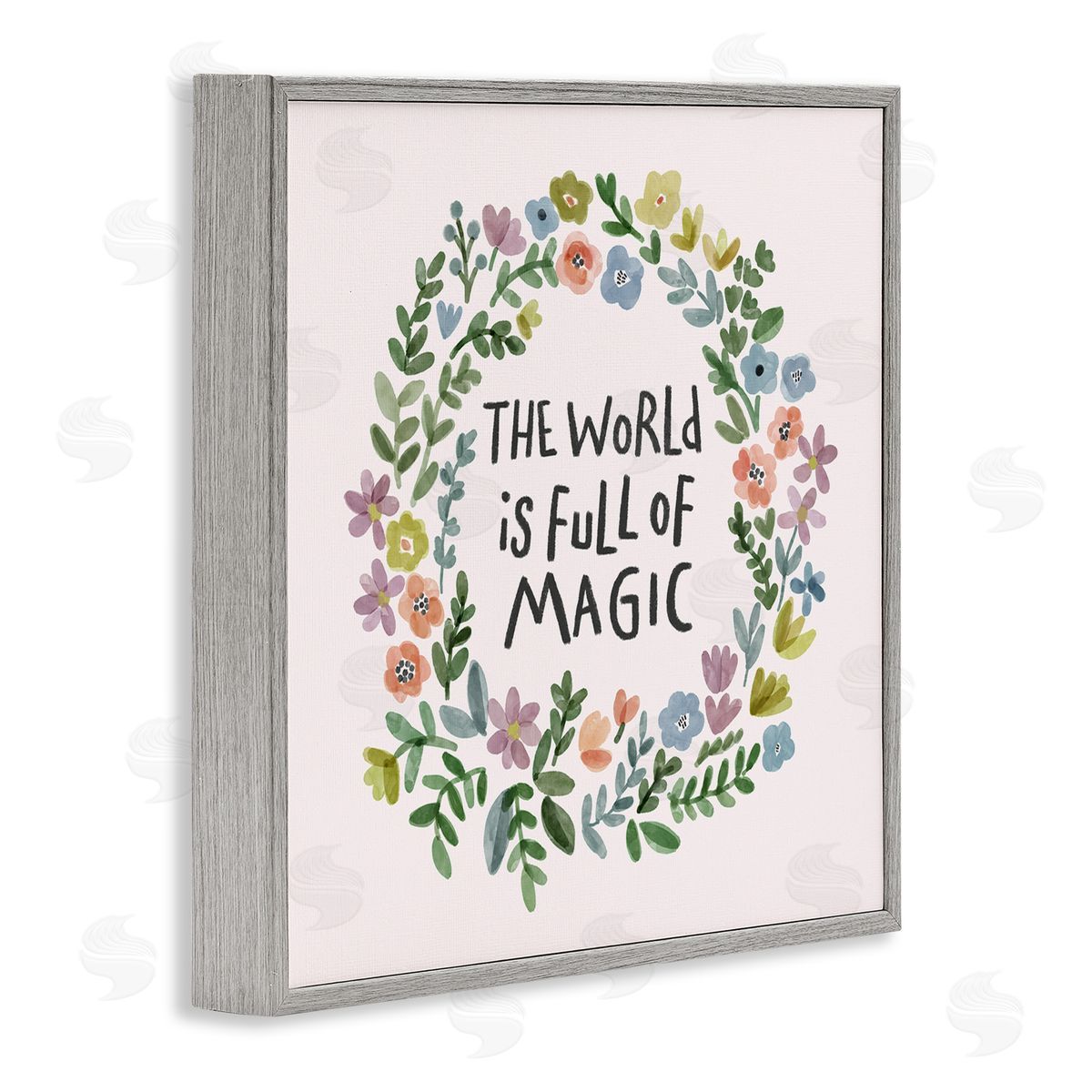 Nina Muis Surface Design World Is Full Of Magic Wreath Gray Framed Glicee Wall Art Print