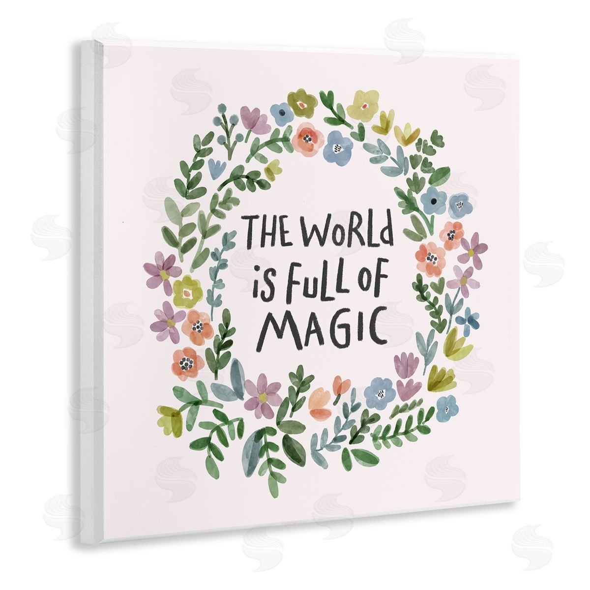 Nina Muis Surface Design World Is Full Of Magic Wreath Wooden Wall Plaque Art Print