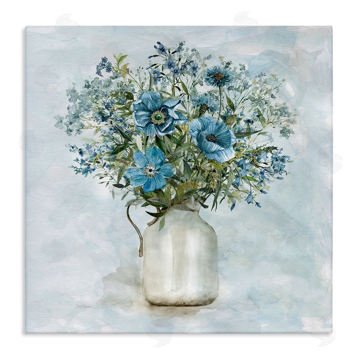 Carol Robinson Mixed Geranium Bouquet Milk Pitcher Stretched Canvas Wall Art Print