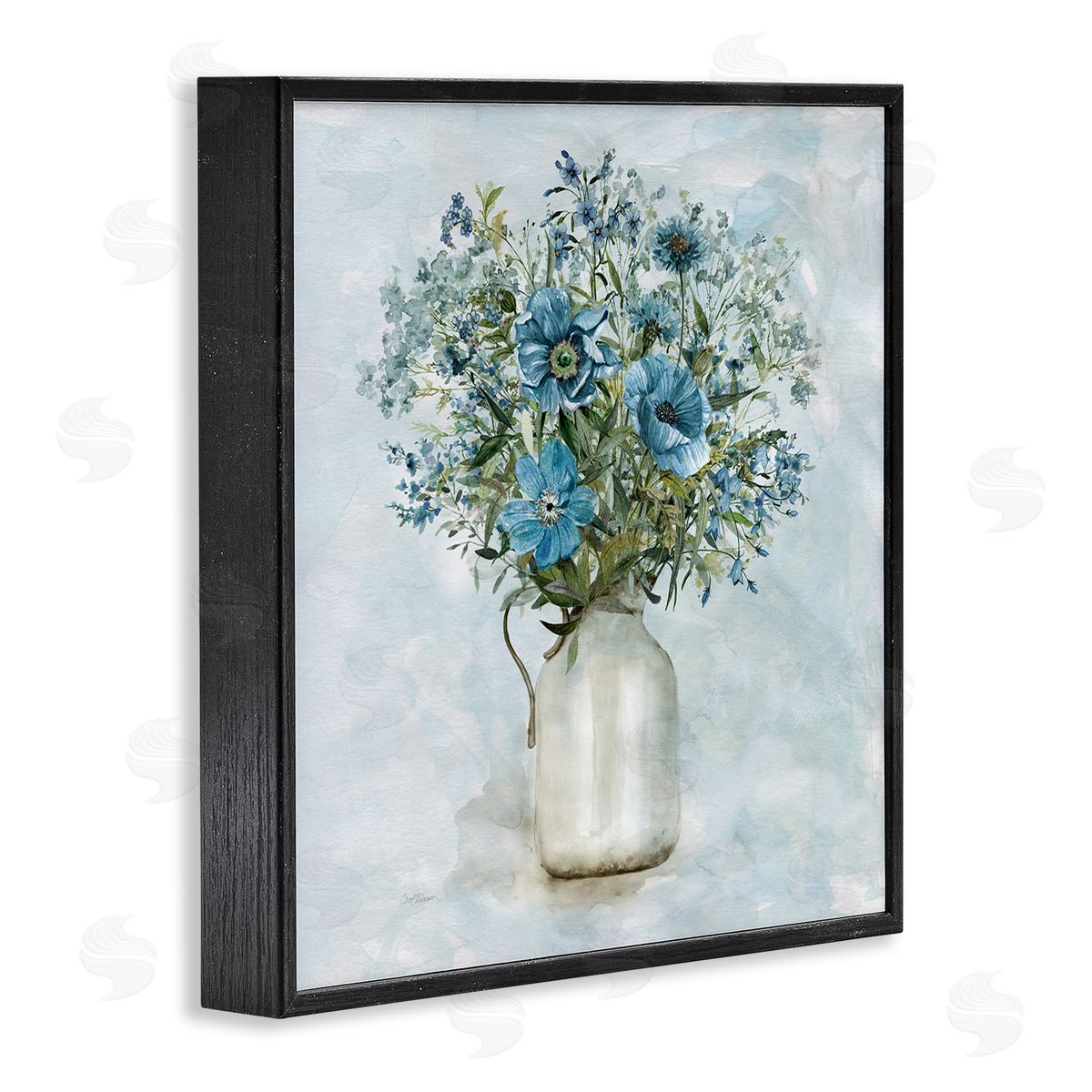 Carol Robinson Mixed Geranium Bouquet Milk Pitcher Black Framed Glicee Wall Art Print