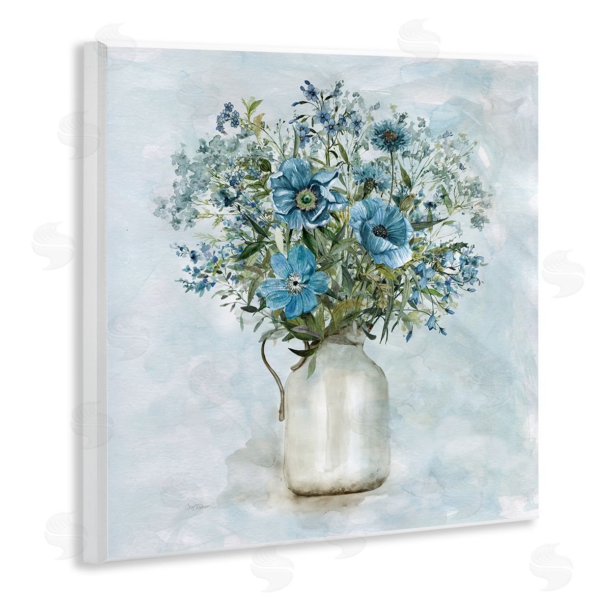 Carol Robinson Mixed Geranium Bouquet Milk Pitcher Wooden Wall Plaque Art Print