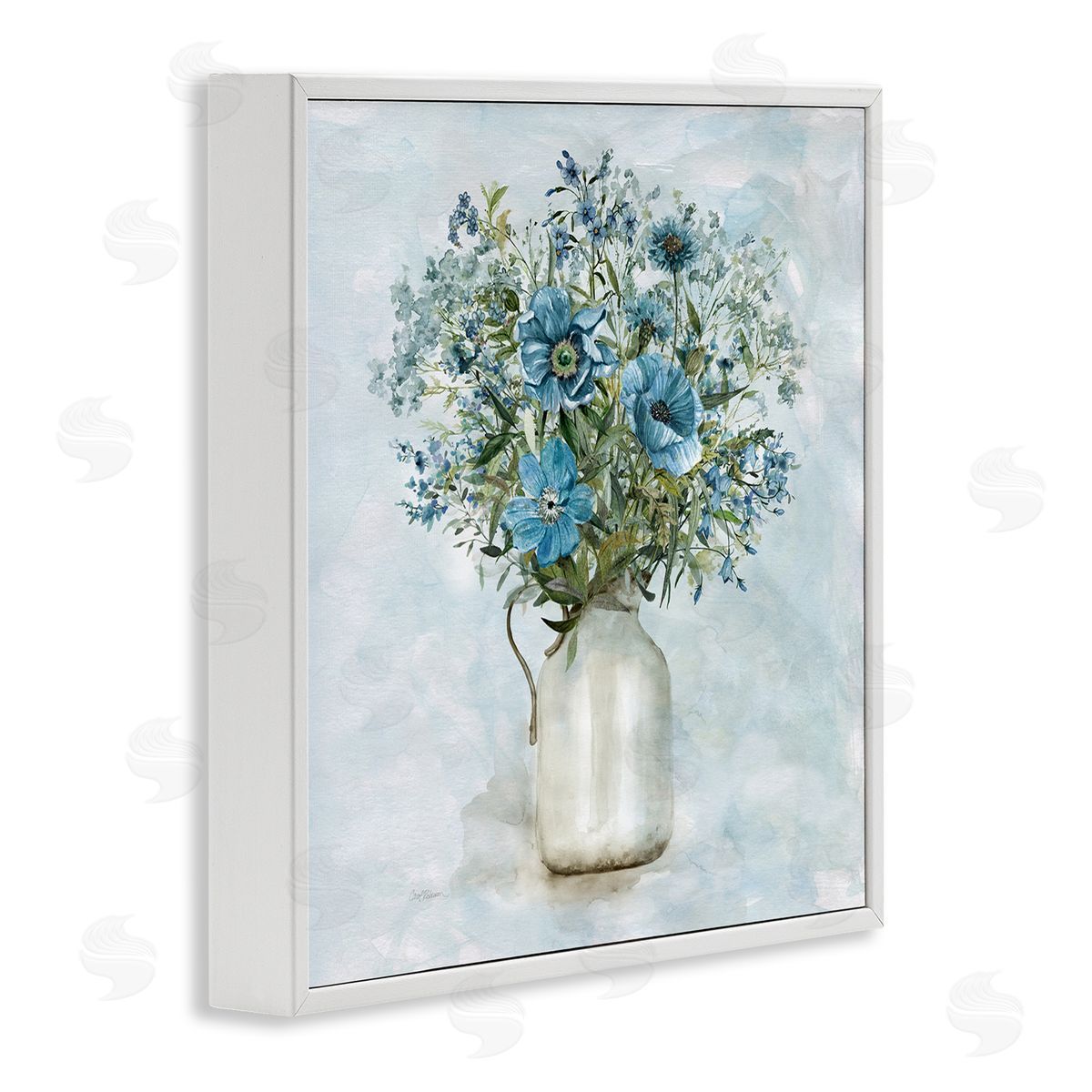 Carol Robinson Mixed Geranium Bouquet Milk Pitcher White Framed Glicee Wall Art Print