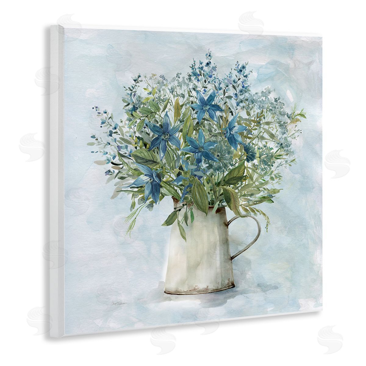Country Milk Tin Bouquet Wood Plaque Wall Art, Home Decor by Carol Robinson