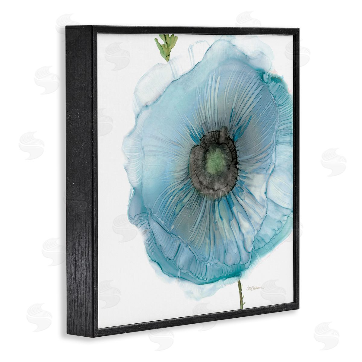 Carol Robinson Modern Floral Poppy Shape  Black Framed Glicee Wall Art Print