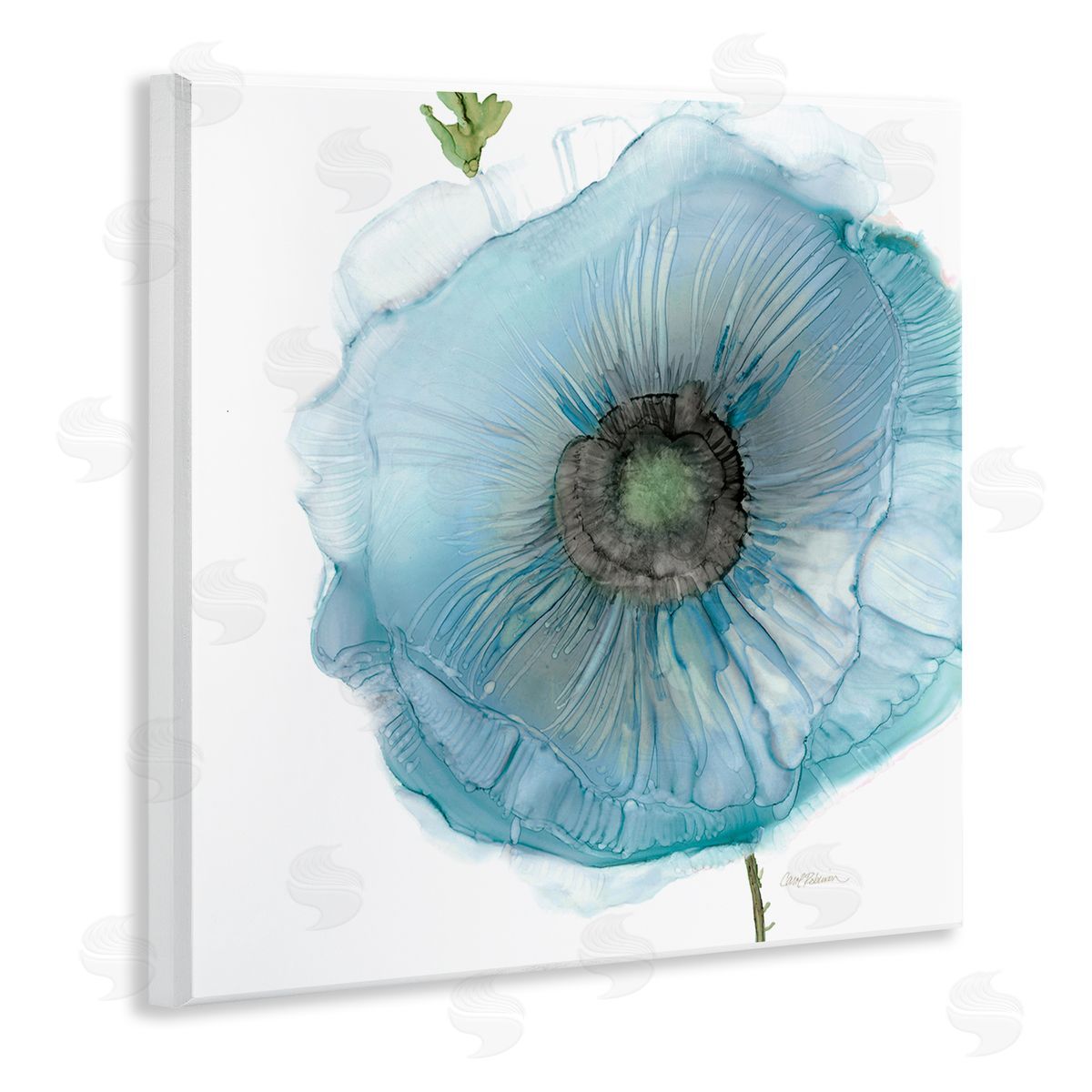 Carol Robinson Modern Floral Poppy Shape  Wooden Wall Plaque Art Print