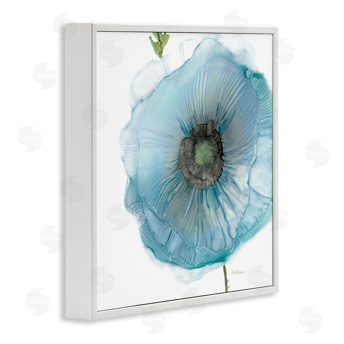 Carol Robinson Modern Floral Poppy Shape  White Framed Glicee Wall Art Print