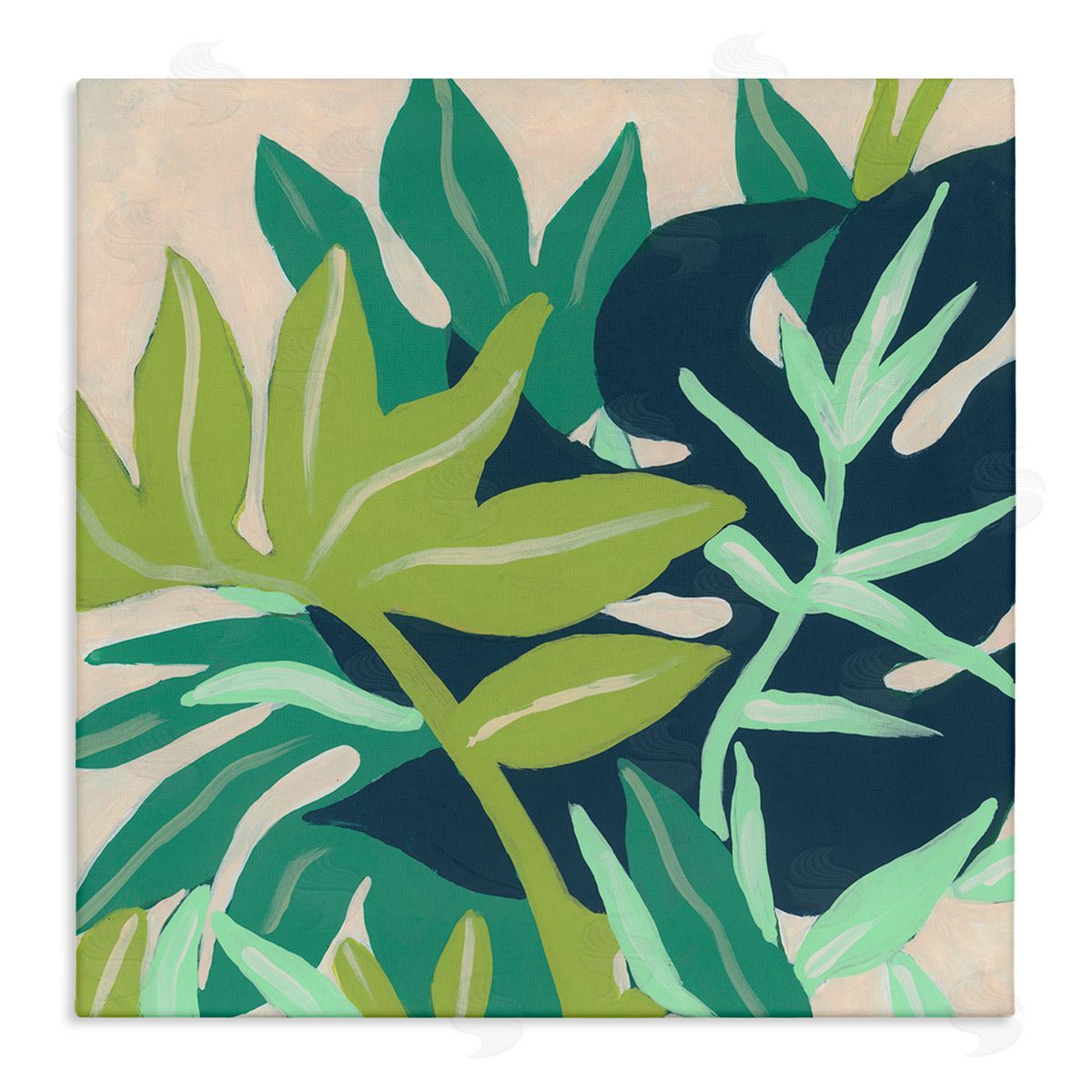 June Erica Vess Tropical Layered Plant Leaves Stretched Canvas Wall Art Print